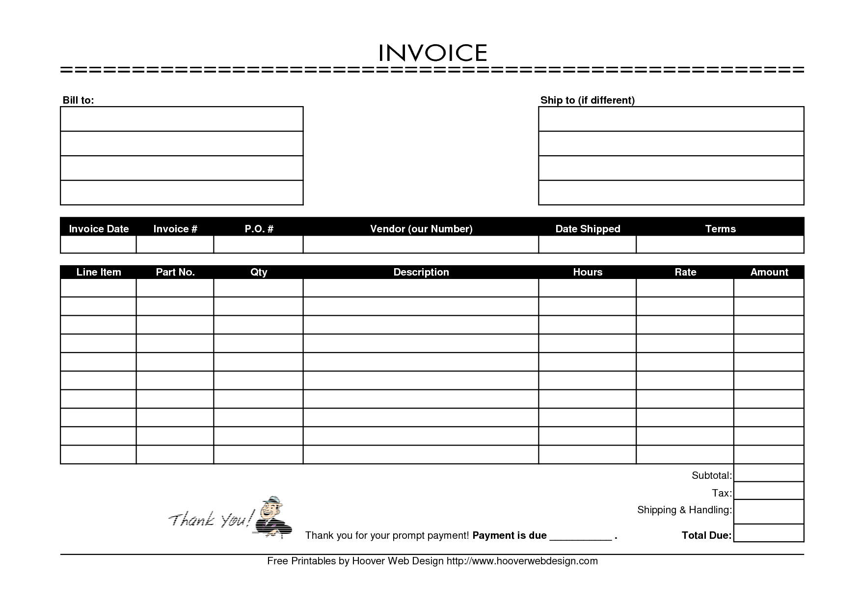 Free Printable Invoice Form Template   Resume Templates