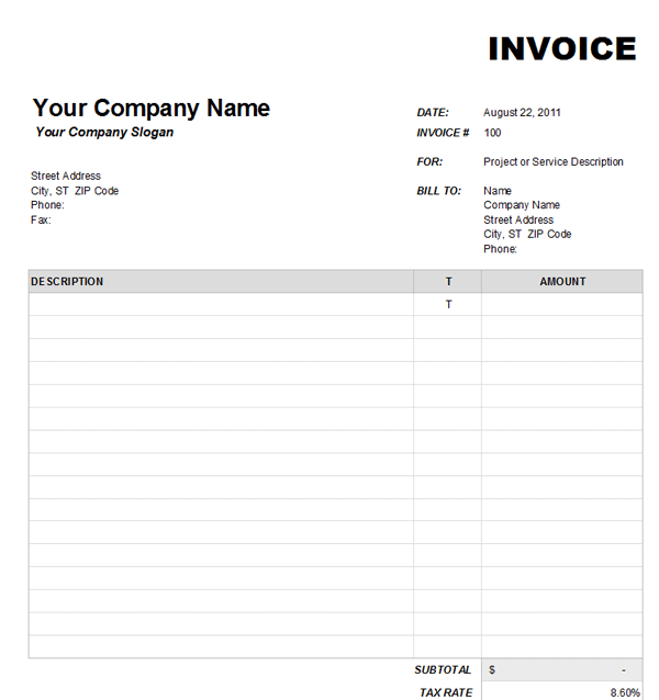 free printable invoice template 10 printable invoice templates and 