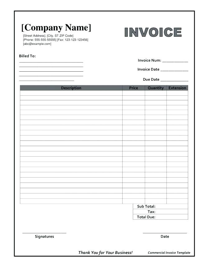 Free Blank Invoice Form Blank Invoice Form Excel Meloin Tandemco 