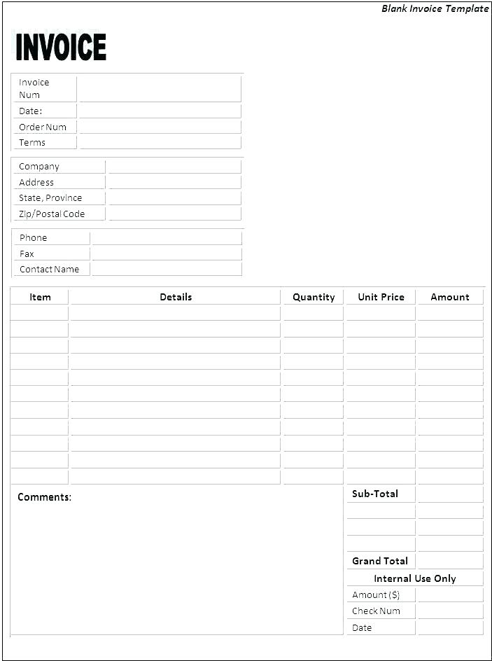 Invoice Blank Printable Invoice Template Word Blank Paper Free 