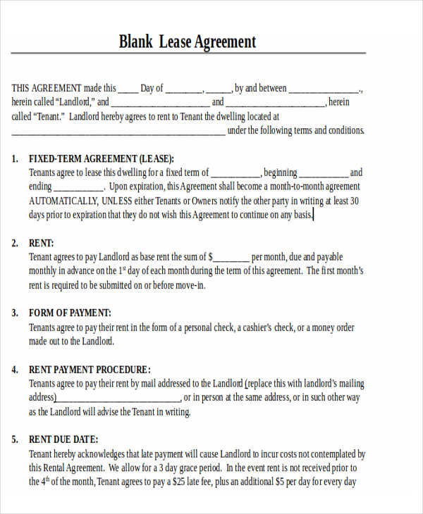 Rental Lease Template Printable