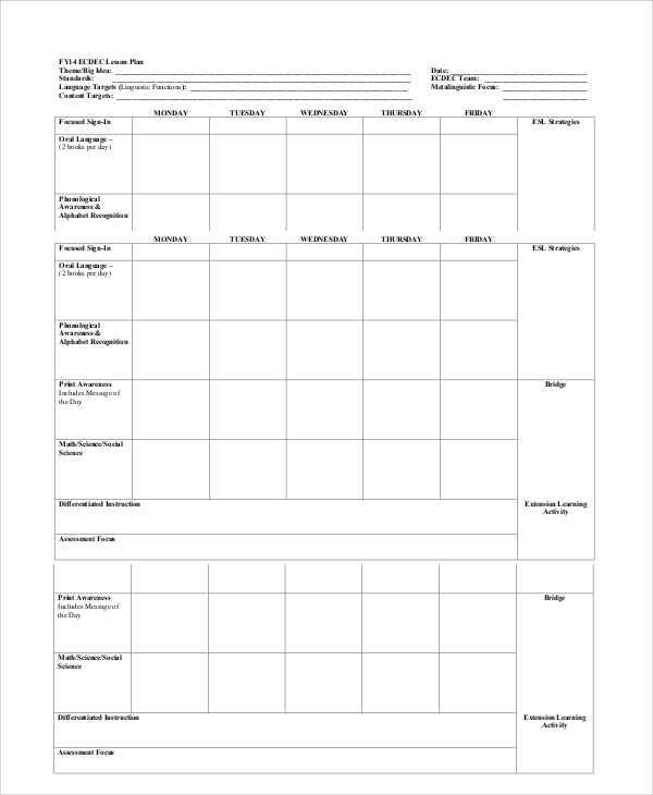 printable blank lesson plans   zrom.tk