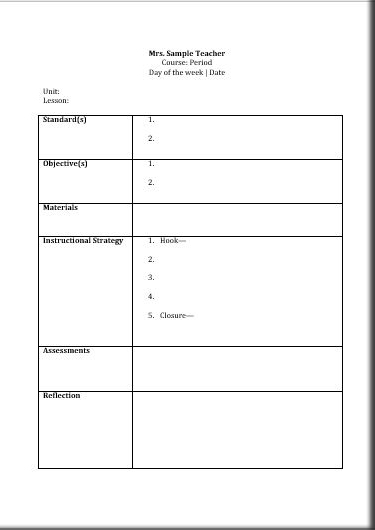 Printable Lesson Plan Template, FREE to download