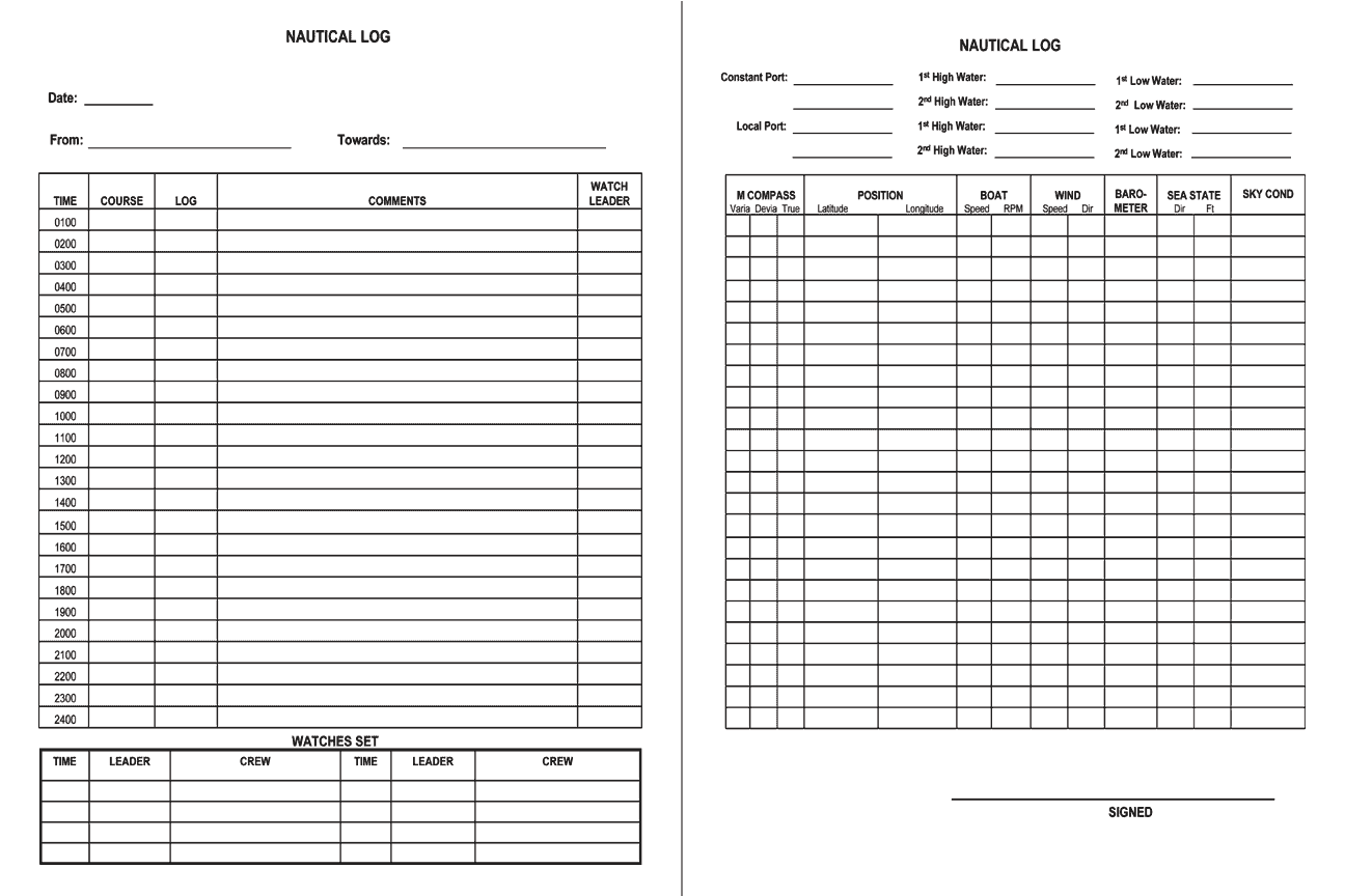 Printable Boat Log Book Template Printable Templates