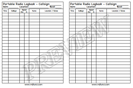 Printable Amateur Radio Logbooks – M0UKD – Amateur Radio Blog