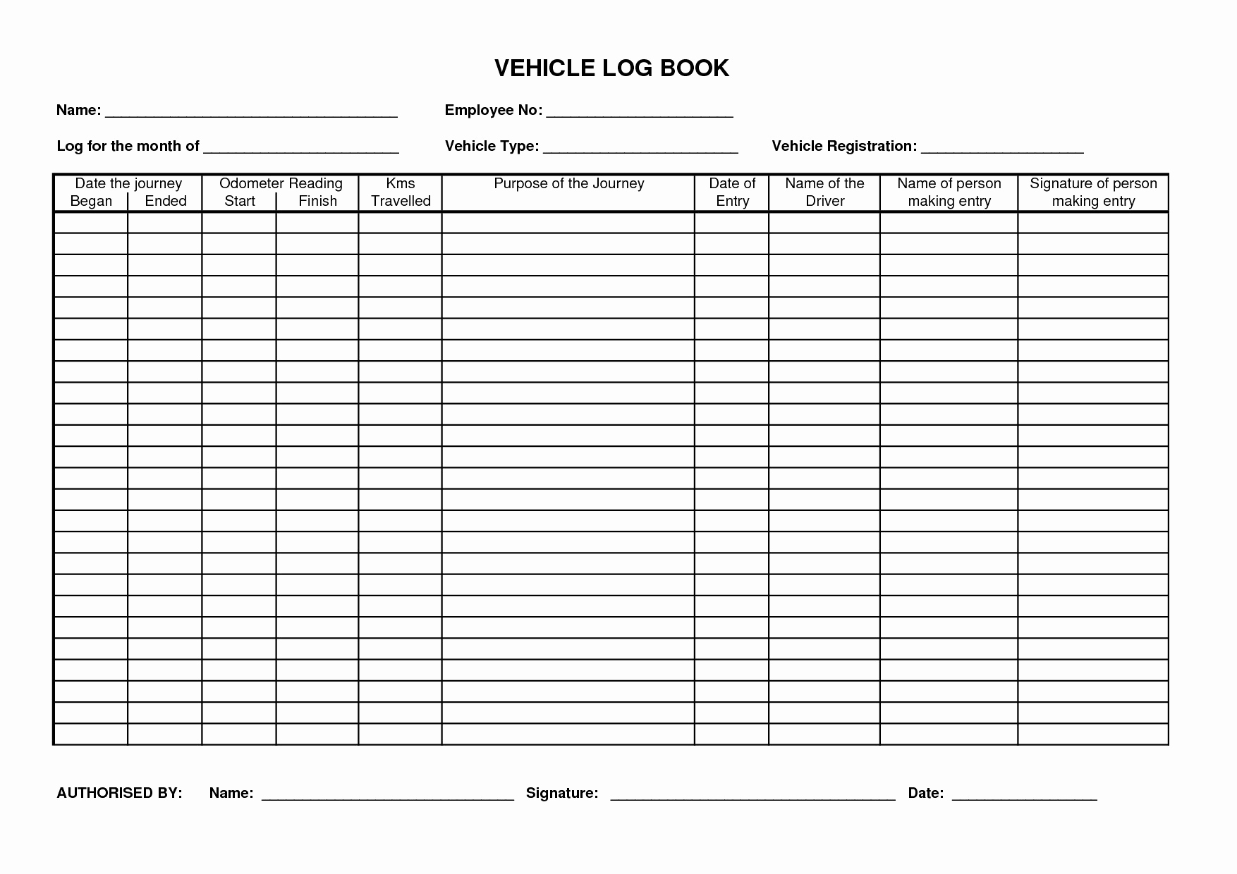 Mileage Log Book Example