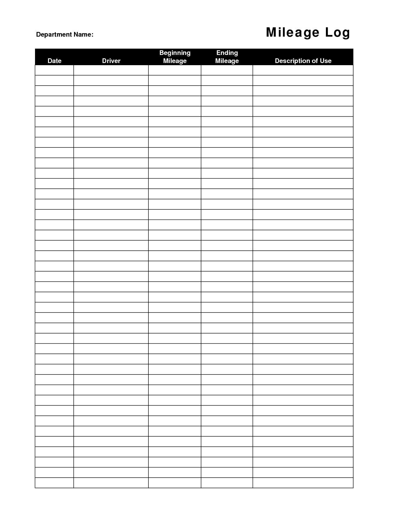 Printable Mileage Log Sheet Template | Projects to Try | Pinterest 