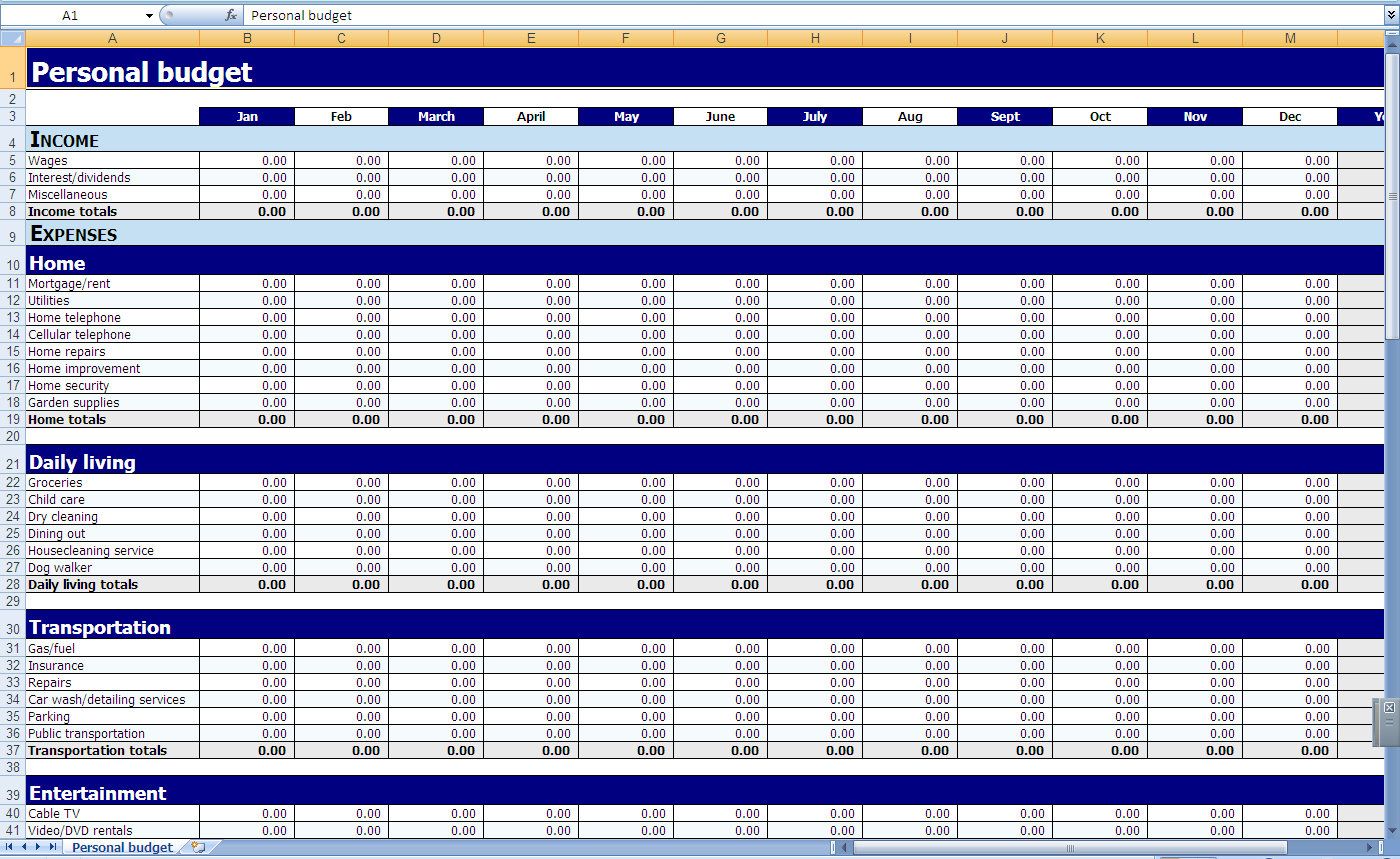 Free Printable Monthly Budget Spreadsheet Tireeeasy Co Template 