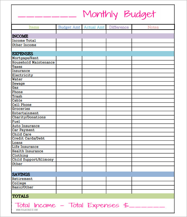 free monthly budget worksheet   Demire.agdiffusion.com