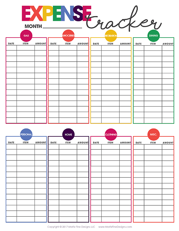 simple expense tracker printable