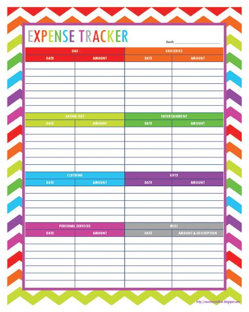 printable simple monthly expense tracker