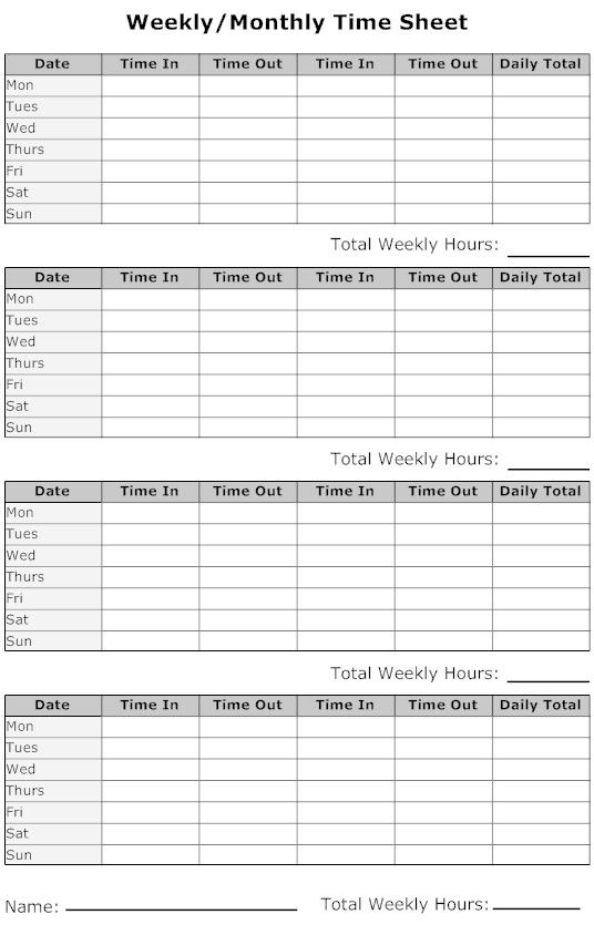 Weekly Timesheet | Business | Pinterest | Printables, Timesheet 