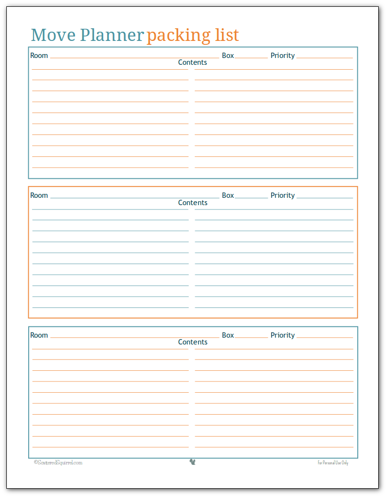 moving packing checklist