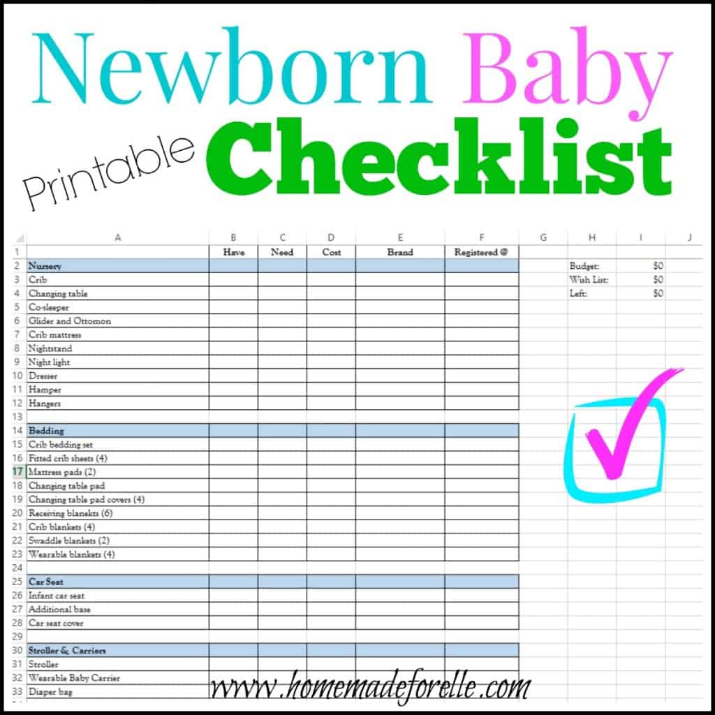 Printable Newborn Checklist ⋆ Homemade for Elle