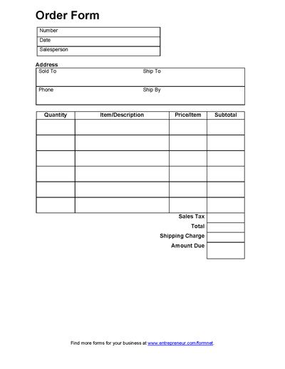 Printable Order Forms Templates | charlotte clergy coalition