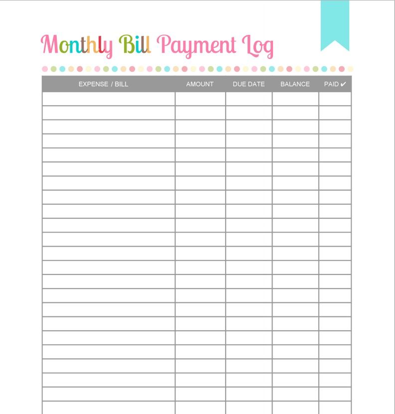 Printable Bill Paying Checklist Elegant Payment Log Sheet Savesa 