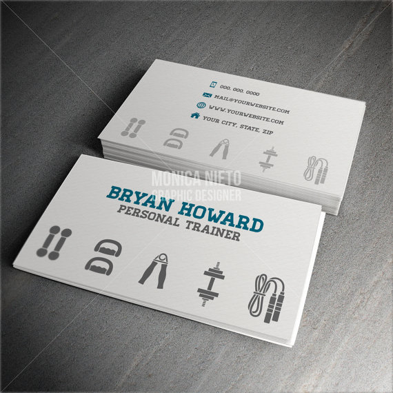Custom Printable Personal Trainer Business Card Template/ Fitness 