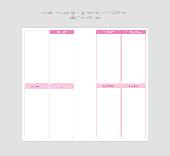 A simple and functional *vertical* planner insert, with the week 
