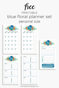 Blue floral planner calendar | A5 and Personal planner inserts 