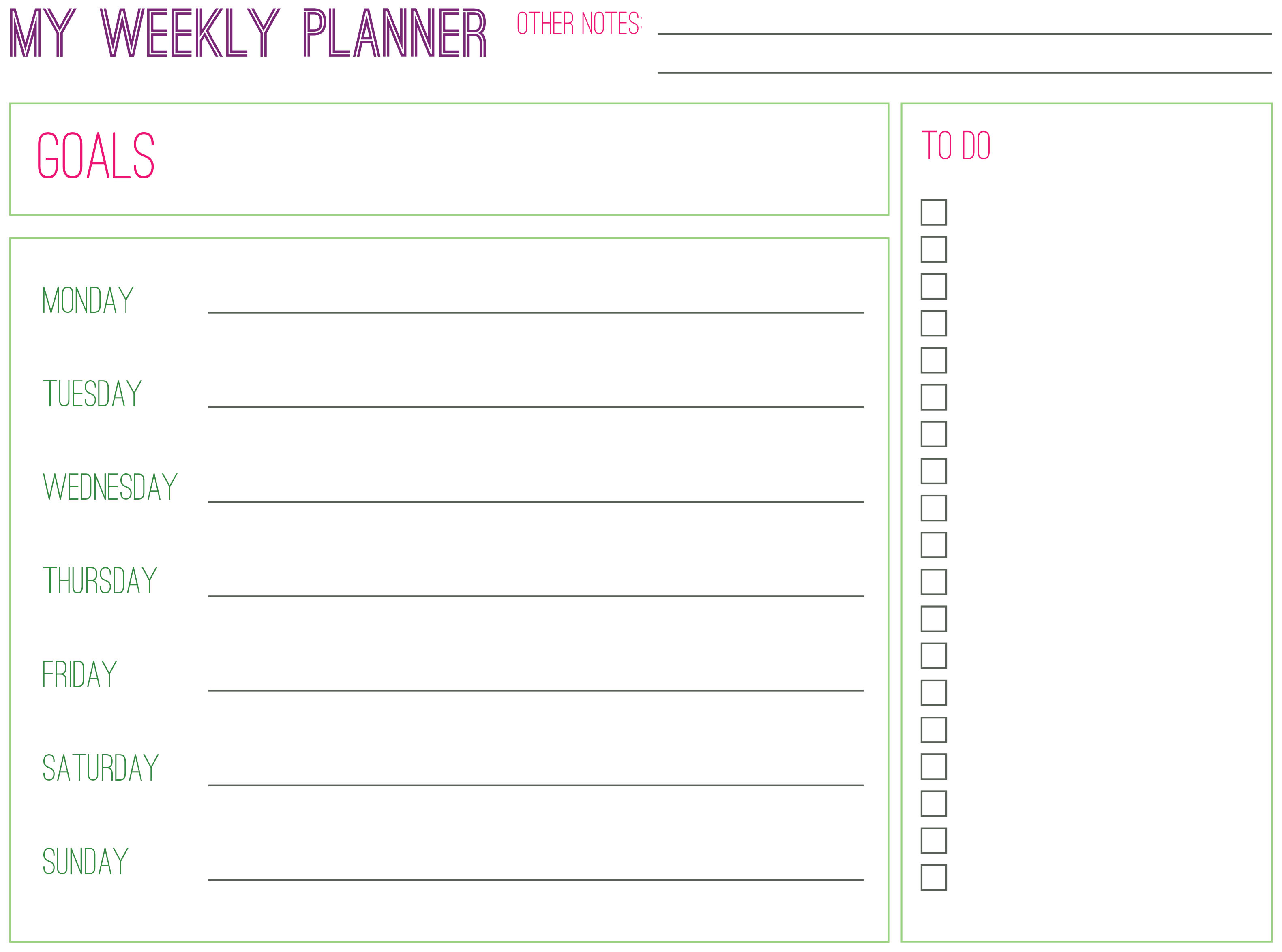 Free Weekly Planner Printable |