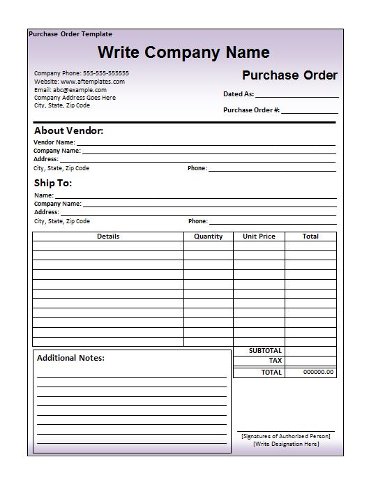 Purchase Order Template