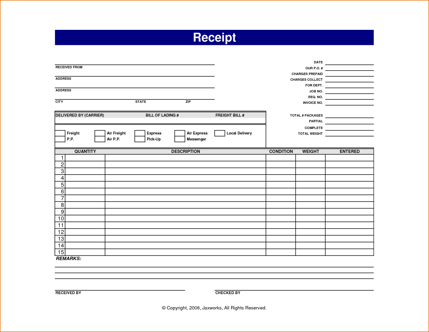 Free Printable Receipts For Services DocTemplates