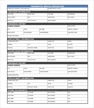 Free Rental Application Templates   10+ Free Word, PDF Documents 