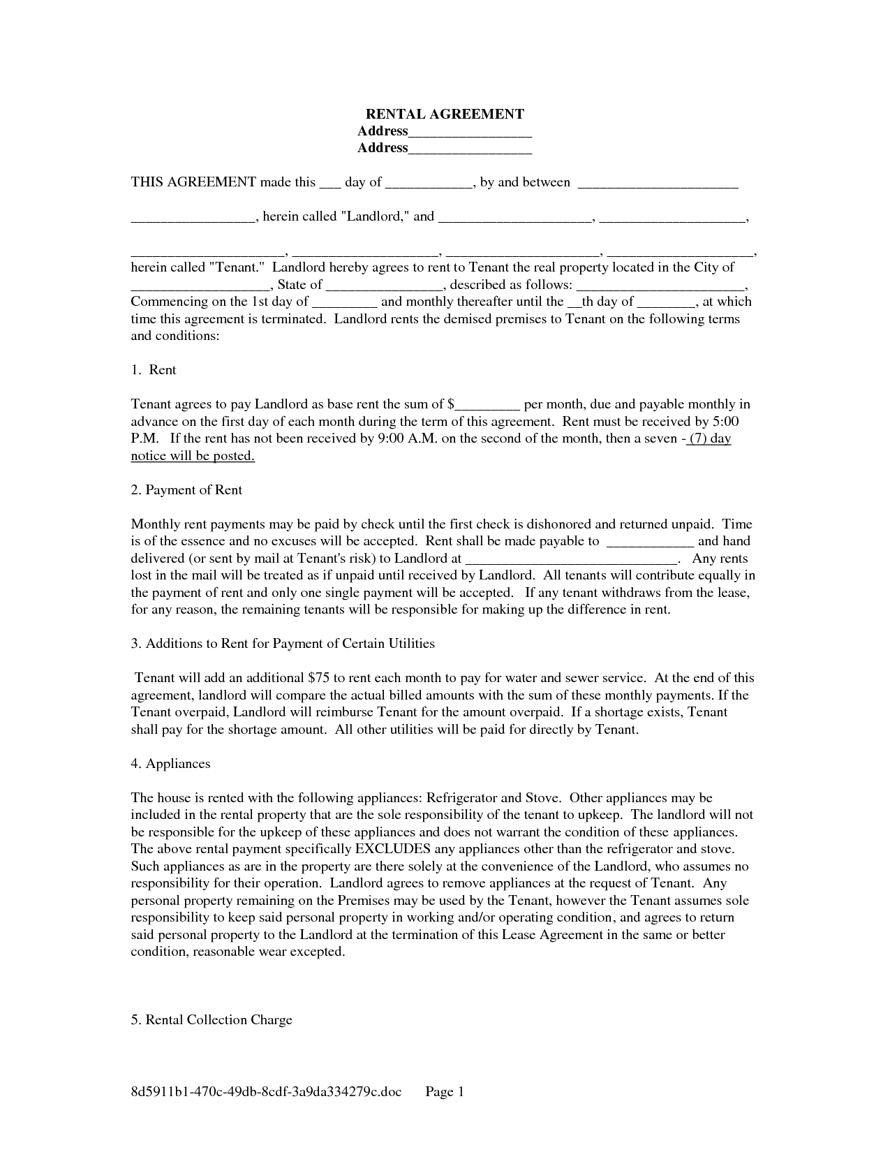 Basic Rental Lease Agreement Filename | down town ken more