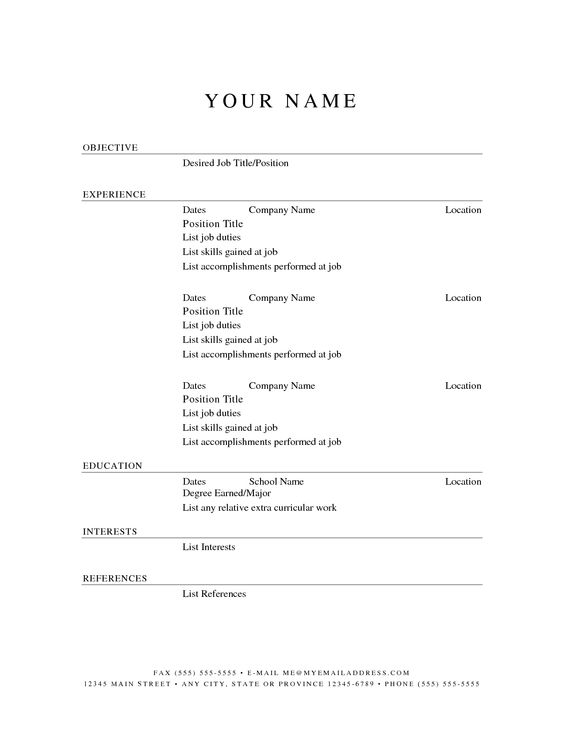 Free Resume Templates For Wordpad Summary For Resume