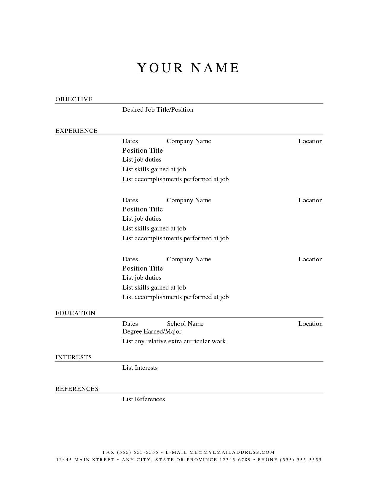 Resume Templates Free Printable – Sonicajuegos.com