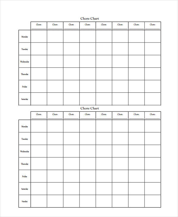 Chore Checklist Template   Fill Online, Printable, Fillable, Blank 