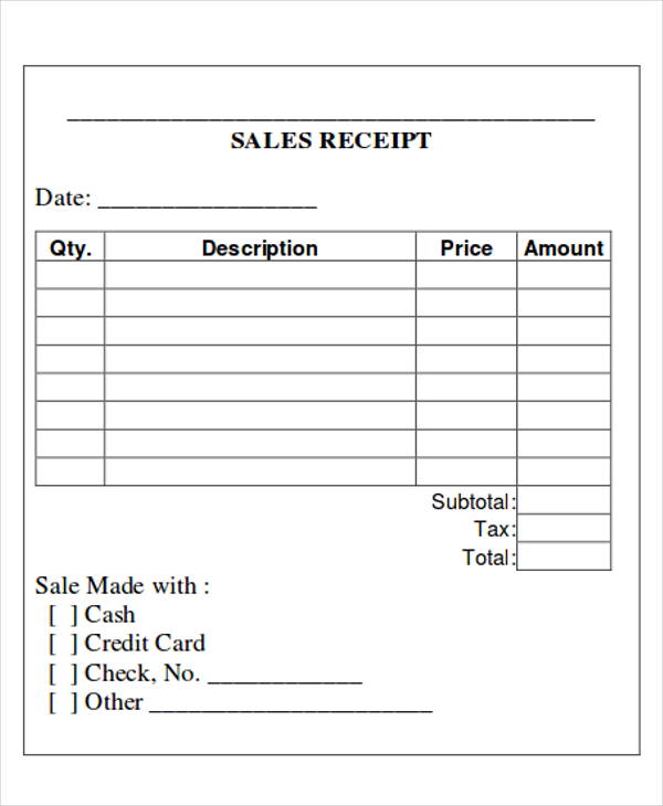 Printable Sale Receipts Free shop fresh