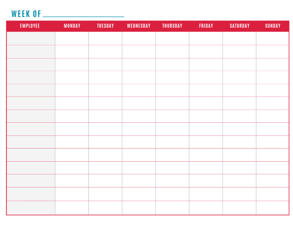 Free Printable Work Schedule | charlotte clergy coalition