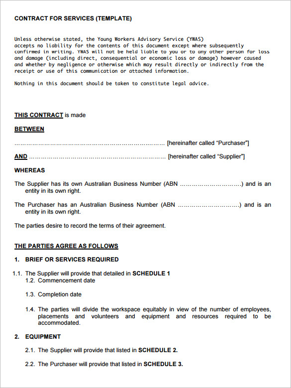 Printable Service Contract Template, Printable Service Contract 