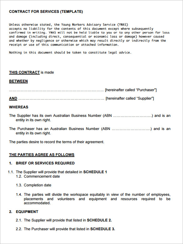 Printable Service Contract