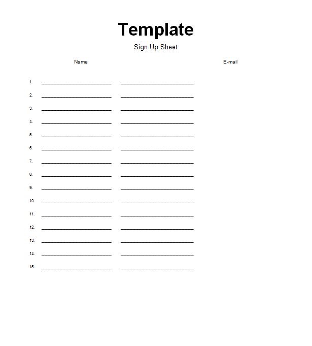 Sign Up Sheet Template   When employing a template, all you will 