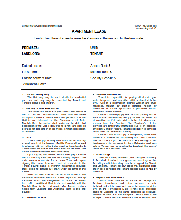 Apartment Lease Template   7+ Free Word, PDF Documents Download 