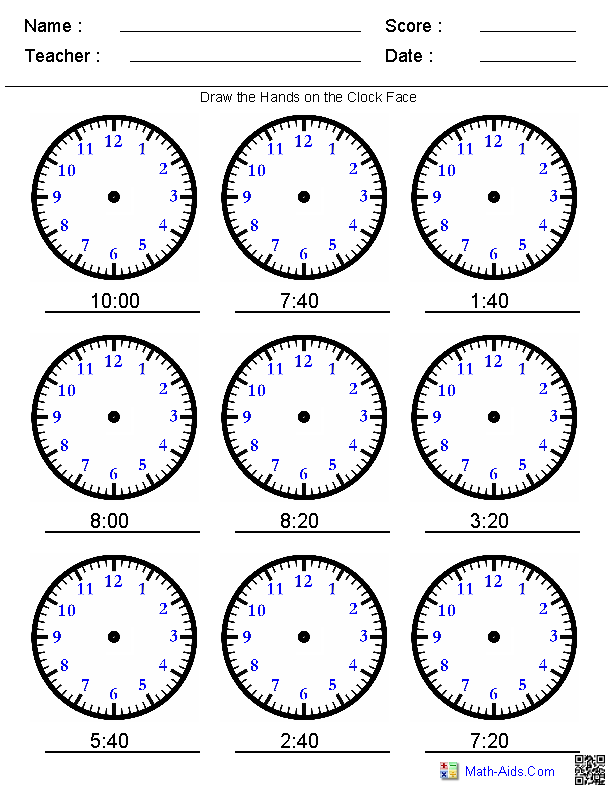Time Worksheets | Time Worksheets for Learning to Tell Time