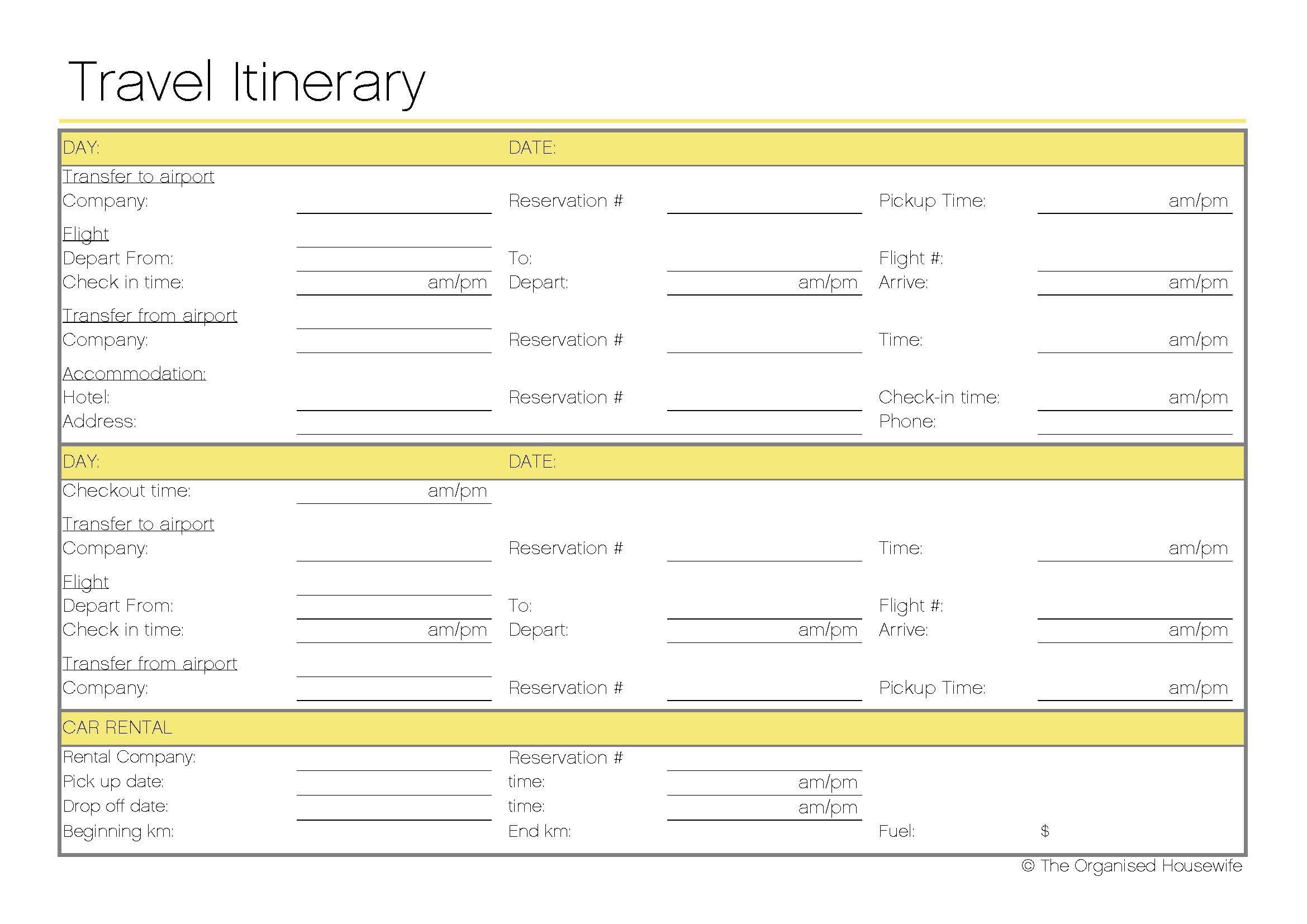 Free Printable   Travel Itinerary | itineraries, etc. | Pinterest 