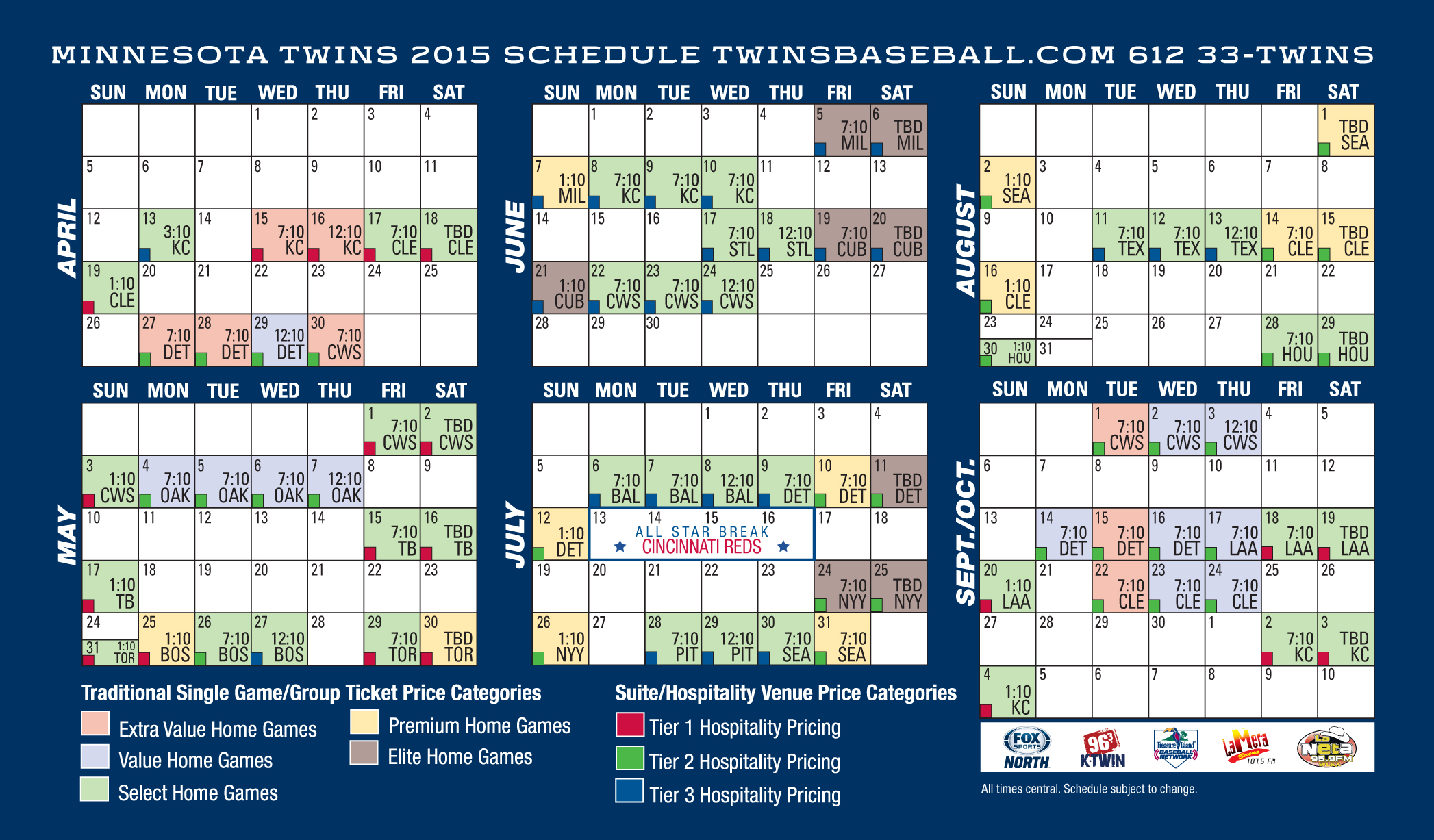 Printable Twins Schedule shop fresh