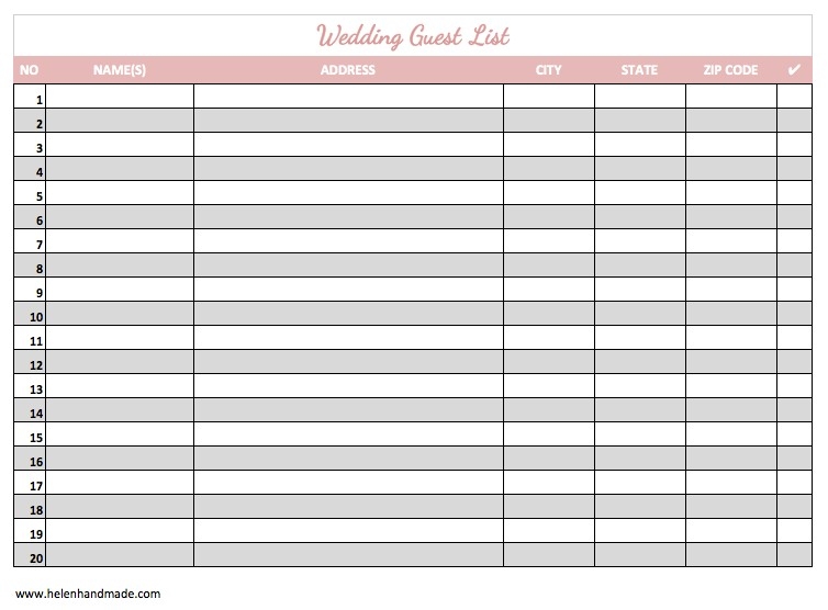 wedding guest list planner template