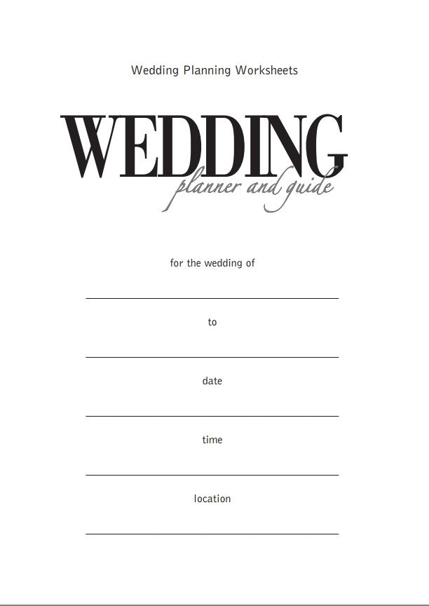 Wedding Planner Worksheets