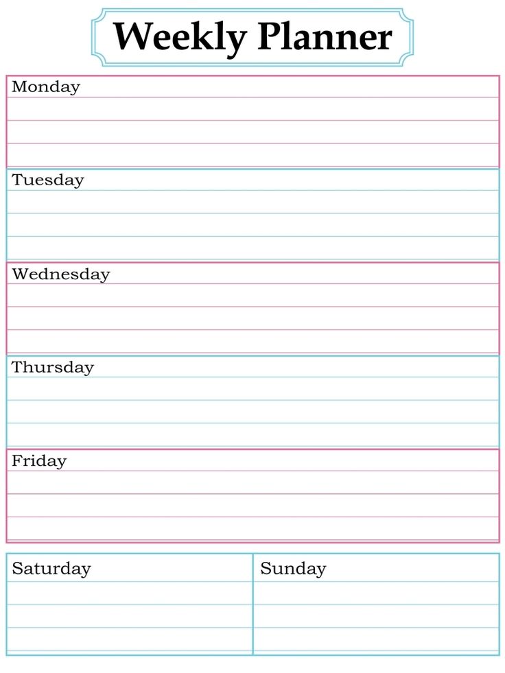 printable blank weekly calendar   zrom.tk