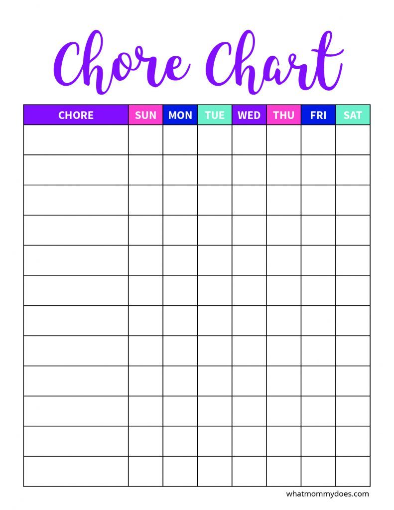 weekly chore chart printable   Demire.agdiffusion.com