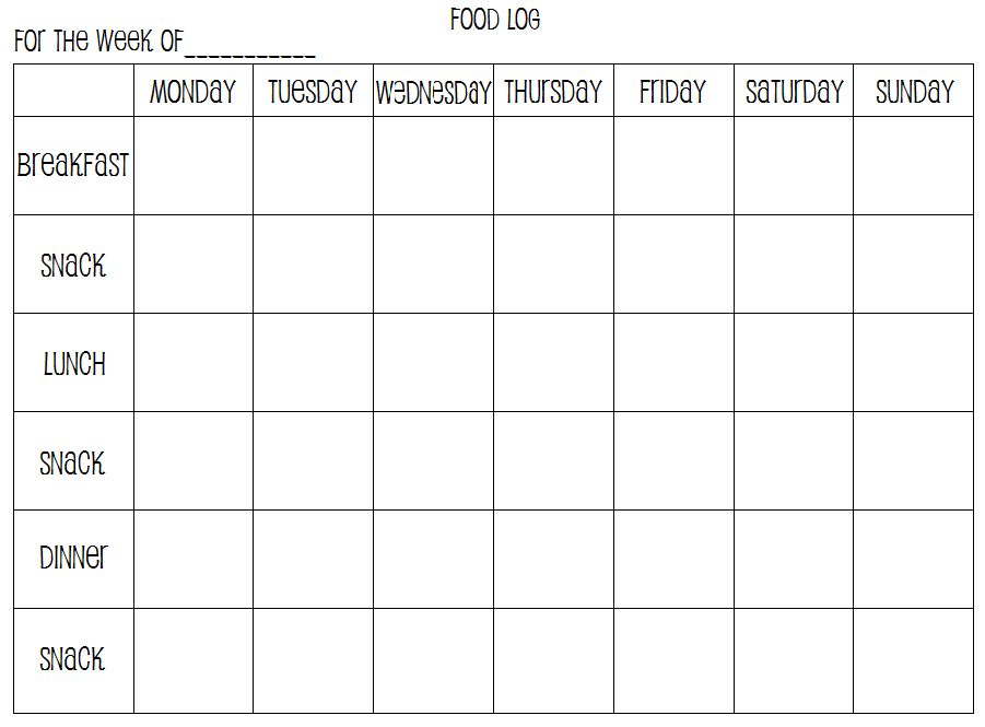 Printable Weekly Food Diary shop fresh