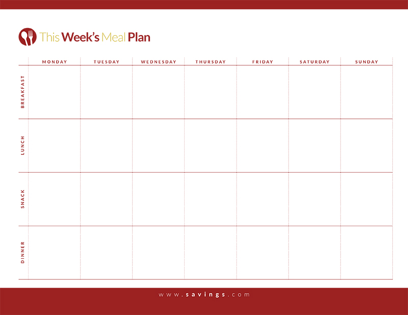 Weekly Meal Plan with Breakfast, Lunch, Dinner and Snacks   The 