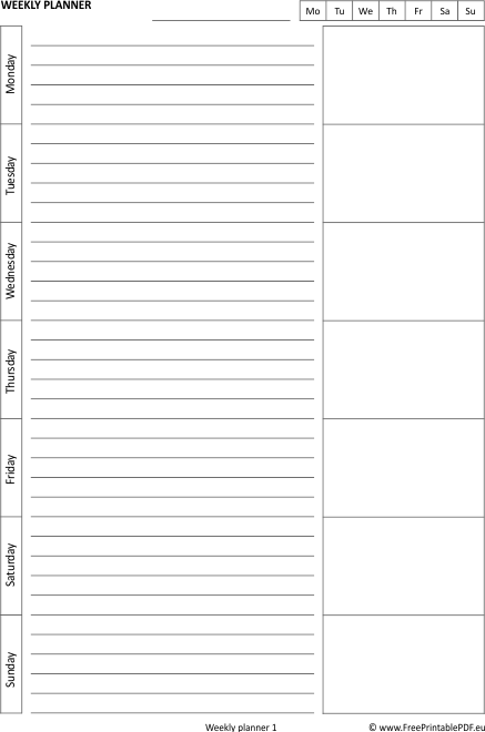 Weekly planners pdf printable | Free Printable PDF