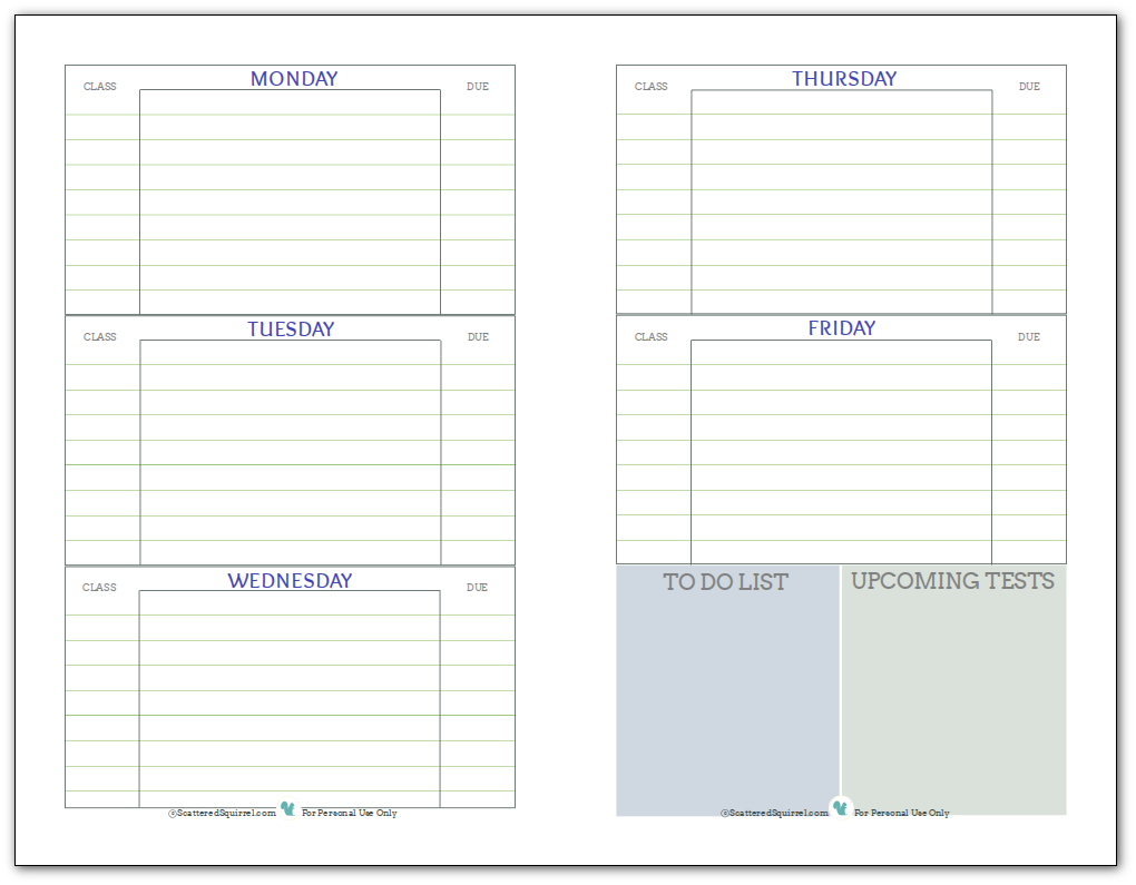 Getting Ready for Back to School   Student Planner Printables