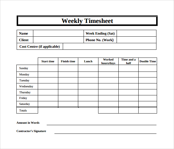 weekly time sheet sample   Demire.agdiffusion.com