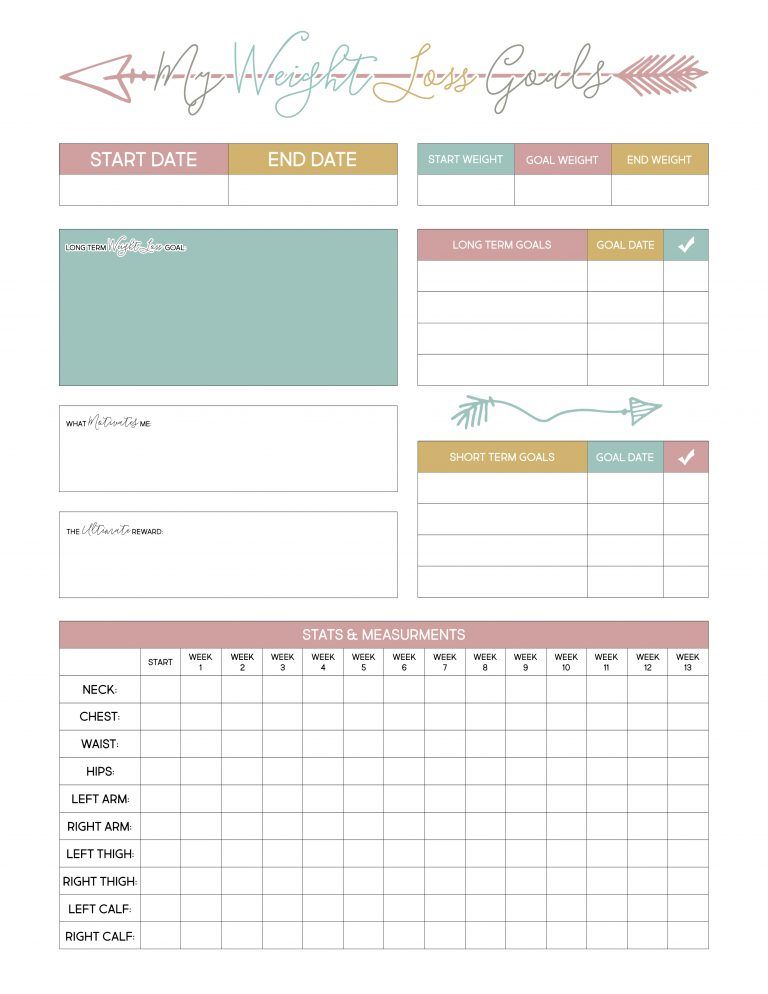Free Printable Weight Loss Planner | decorating tips | Pinterest 